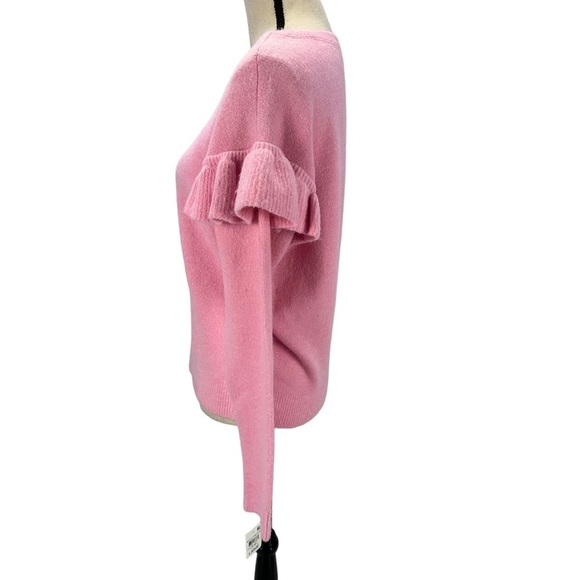 INC Long Sleeve Crew Neck Ruffle Shoulder Sweater - Peony Dream Pink -size Large - Picture 4 of 10